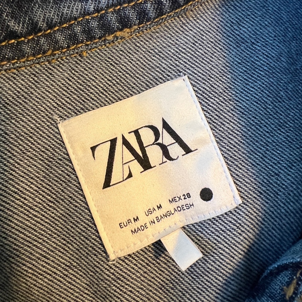 Zara ZW Blue Denim Front Fastening Belted Shirt Midi Dress. Size M - Picture 3 of 7